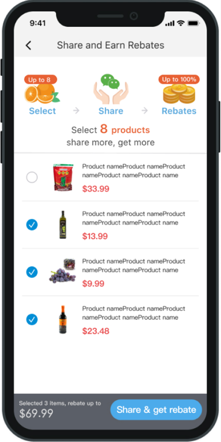 Step 2: Select products goals